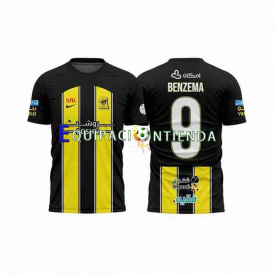Camiseta Primera Equipación Al-Ittihad BENZEMA 9 2023-2024 Manga Corta ,Hombre